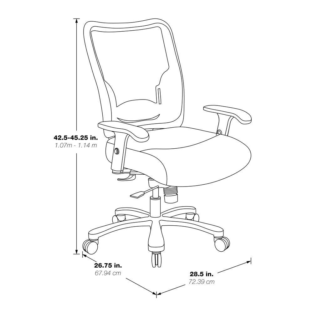 Black Mesh and Leather Executive Swivel Chair with Adjustable Arms