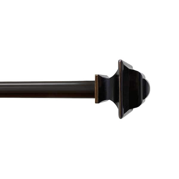 Lumi 48 in. - 84 in. Telescoping 5/8 in. Single Rod Kit in Brown with Decorative Square Finials