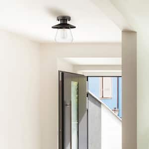 Nate 1-Light Oil Rubbed Bronze Semi-Flush Mount Ceiling Light with Clear Glass Shade