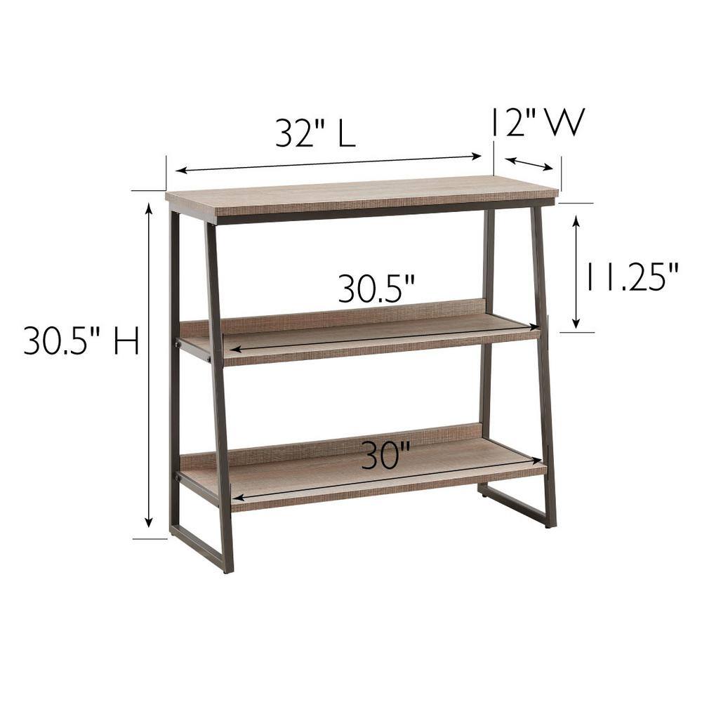 Gunmetal Gray and Rustic Oak Stepped Tier Bookshelf