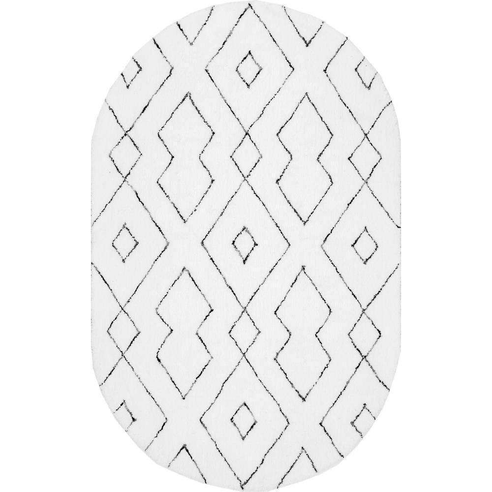 Beaulah Modern Geometric Shag White 8 ft. Indoor Round Area Rug price history on PriceWatchPro
