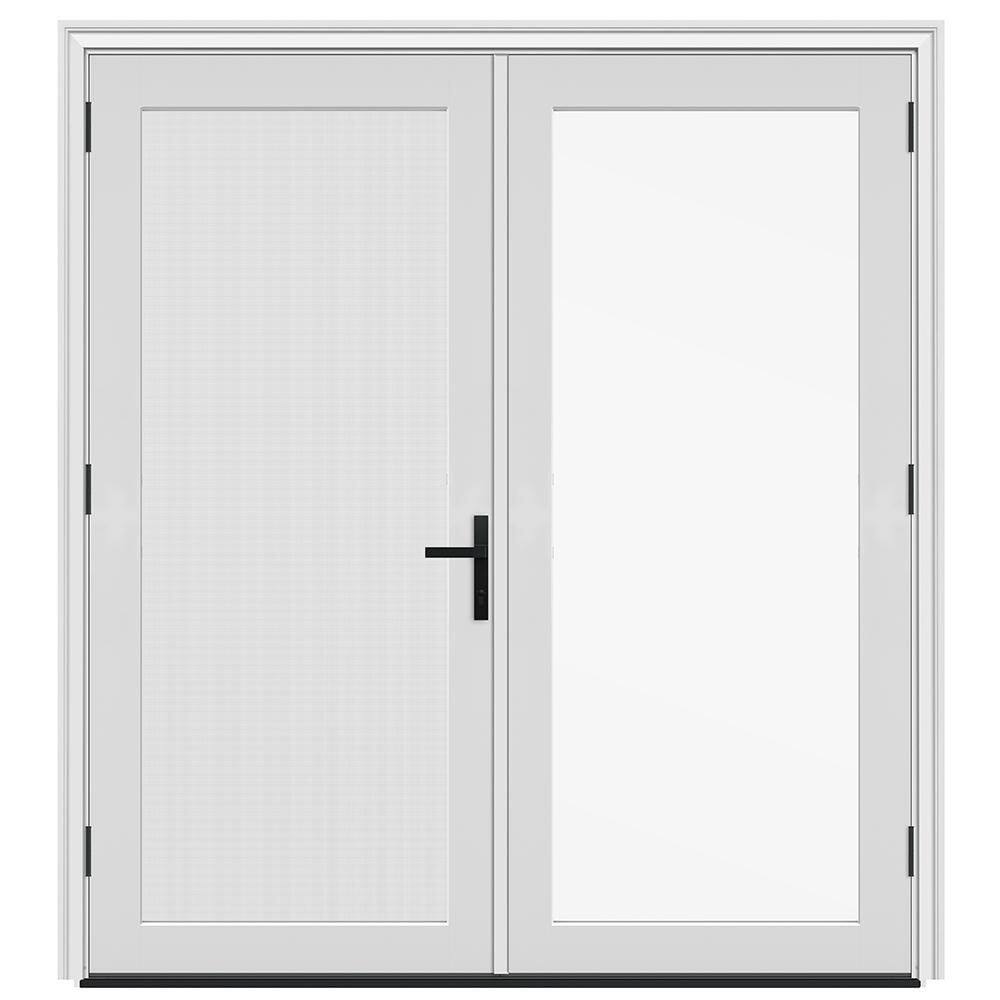 72in. x80 in. F4500 Right-Hand/Outswing Primed Fiberglass French Patio Door w/Low-E Impact Glass,Black Handle and Screen price history on PriceWatchPro