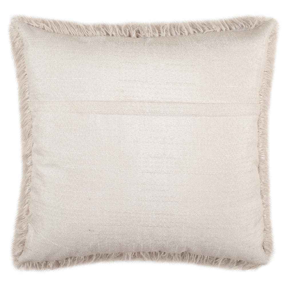 20'' Off-White Shag Plush Decorative Pillow