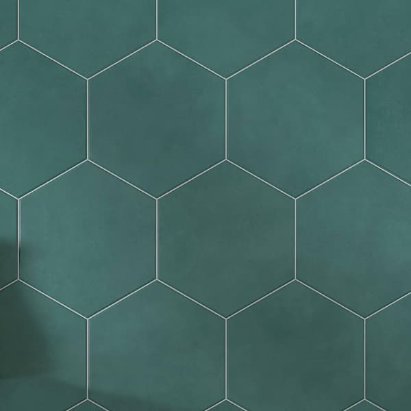 Honeycomb Hexagon 9 in. x 10 in. Green Matte Glazed Porcelain Wall and Floor Tile (9.079 sq. ft./case)