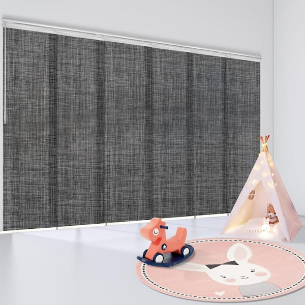 EMOH Chevelle 70 in.- 130 in. W x 116 in. L Adjustable 6-Panel White Single Rail Panel Track with 23.5 in. Slates