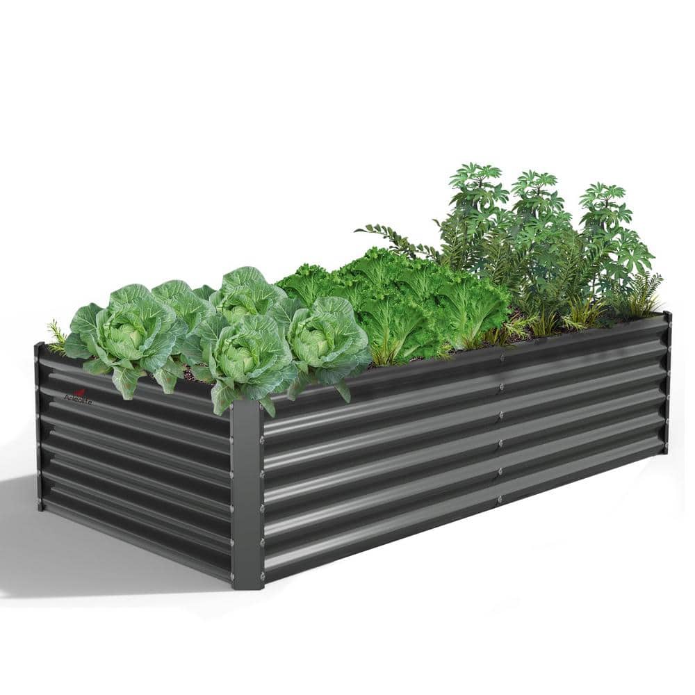 6 x 3 x 1. 5 ft. Outdoor Quartz Gray Galvanized Metal Raised Garden Bed Rec