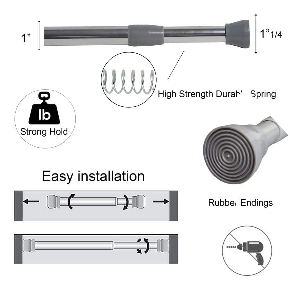 Adjustable Chrome Tension Shower Curtain Rod 28-47 Inches