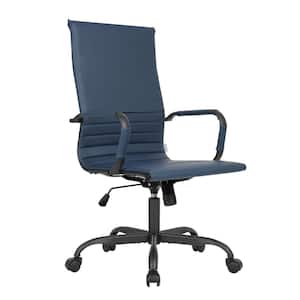 Harris High Back Leather Desk Swivel Armrests Modern Adjustable Executive Conference Chair for Office and Home (Blue)