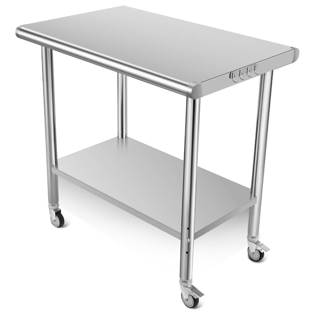36 in. W x 24 in. D Stainless Steel Mobile Workbench with Undershelf, Adjustable Shelf, Wheels price history on PriceWatchPro