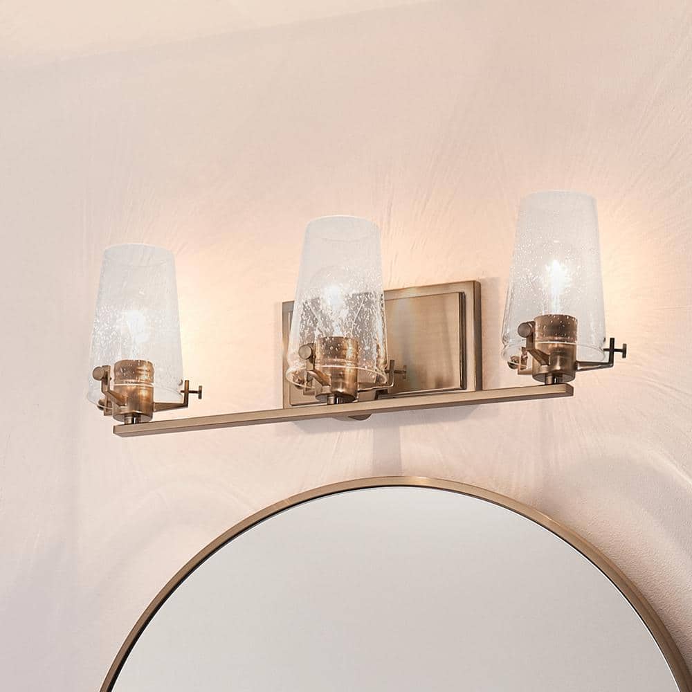 Alton 24 in. 3-Light Champagne Bronze Vintage Industrial Bathroom Vanity Light with Clear Seeded Glass price history on PriceWatchPro