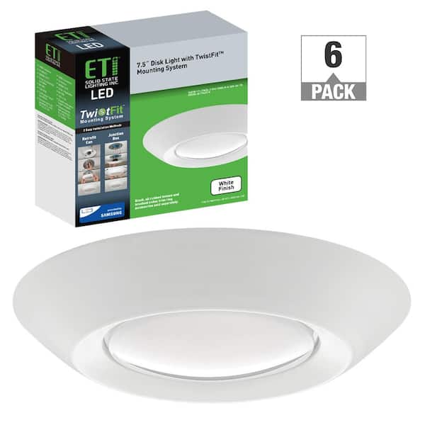 ETi 5 in./6 in. 14W 3000K Soft White Integrated LED Recessed Trim Disk Light Mount into Recessed Can or J-Box (6 Pack)