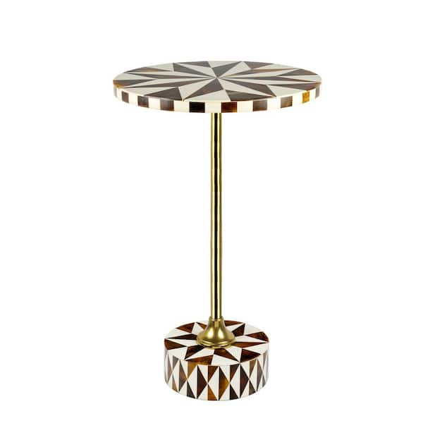 JONATHAN Y Calix 23.5 in. Contemporary Minimalist Metal/Resin Round End Table, Dark Brown/White