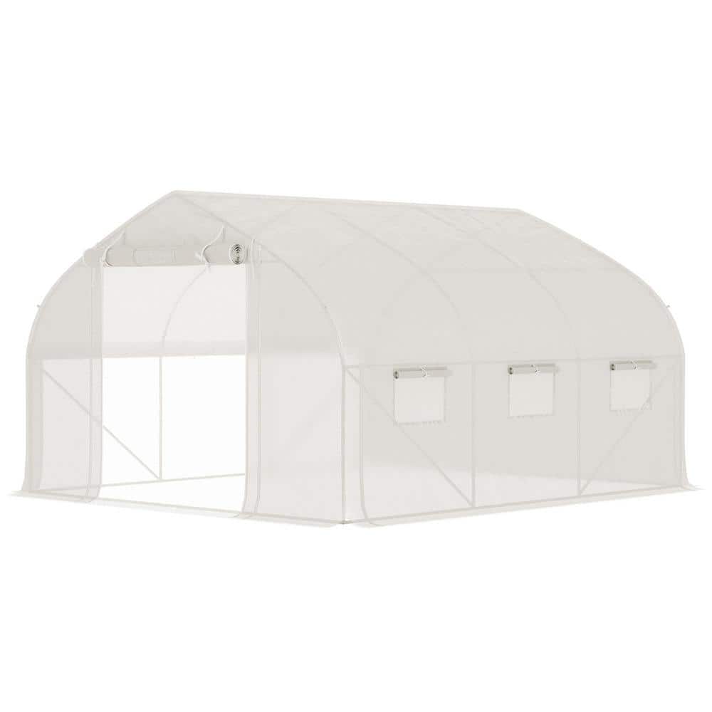 11.5 x 10 x 6.5 Steel Walk-in Tunnel Greenhouse with Door, Roll-up Sidew