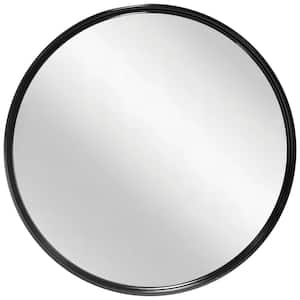 Deep Metal 24 in. W x 24 in. H Contemporary Round Wall Mirror - Black Metal Frame