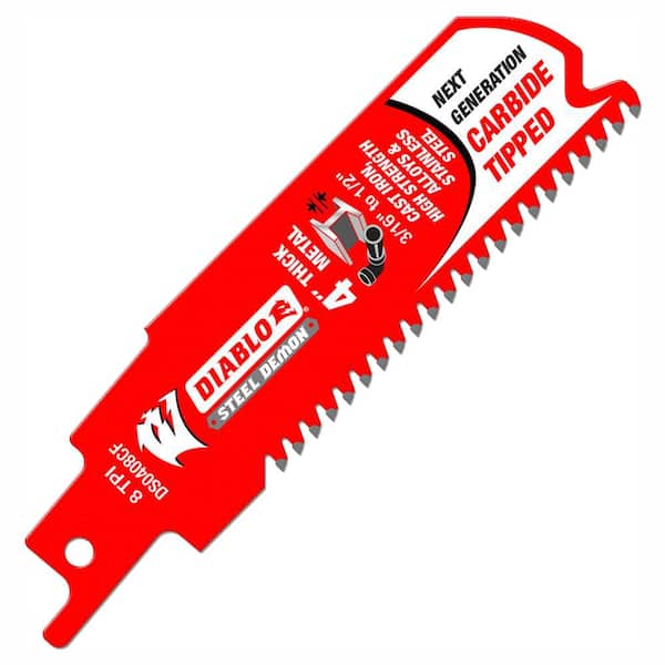DIABLO 4 in. 8 TPI Steel Demon Carbide Reciprocating Saw Blade for Thick Metal Cutting