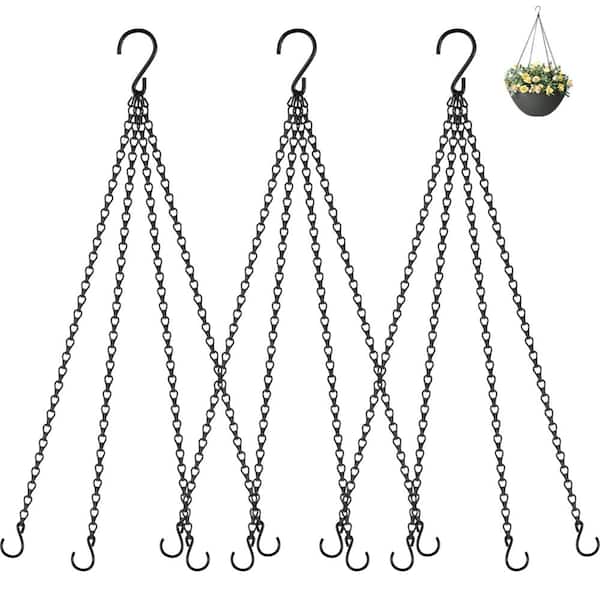 23 Inch Iron Hanging Chains with 4 S Hooks – 30 lbs Capacity, Rust Resistant, for Planters, Bird Feeders, and Lanterns