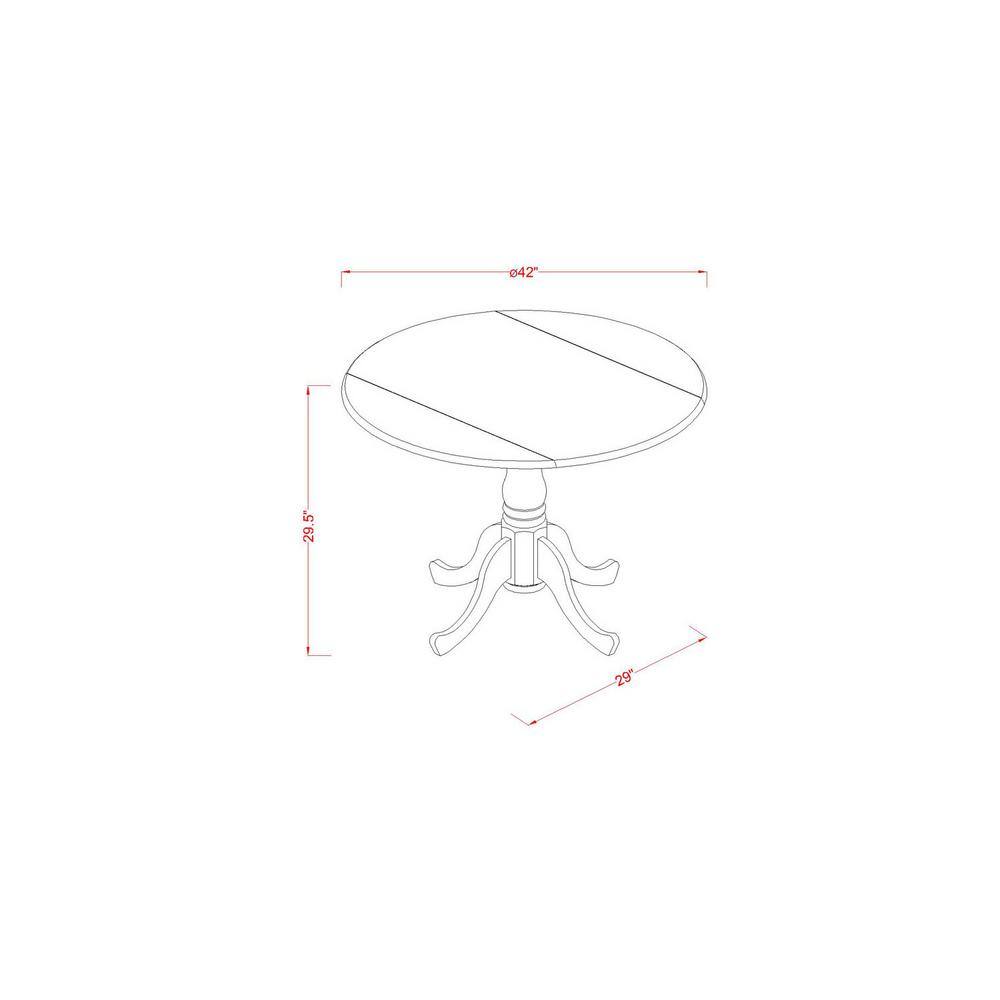 Oak Finish Round Dining Table with 2 Slatted Back Chairs
