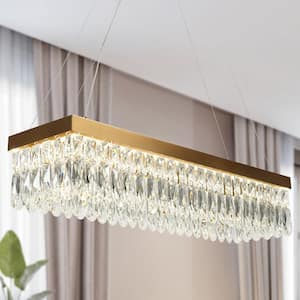 Musesonce 1-Light Dimmable Integrated LED Plating Brass Island Chandelier for Dining Room