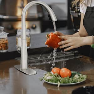 Single-Handles Touchless Pull Down Sprayer Kitchen Faucet Motion Sensor Kitchen Sink Faucet in Brushed Nickle
