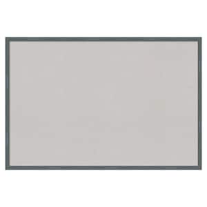 Dixie Blue Grey Rustic Narrow Wood Framed Grey Corkboard 37 in. x 25 in. Bulletin Board Memo Board