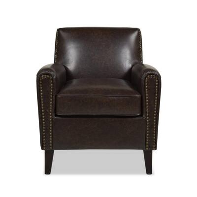 Cole Accent Club Chair, Vintage Brown Faux Leather