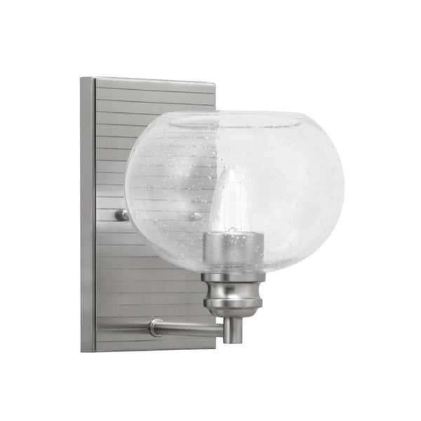 Unbranded Albany 1-Light Brushed Nickel 7 in. Wall Sconce with Clear Bubble Glass Shade