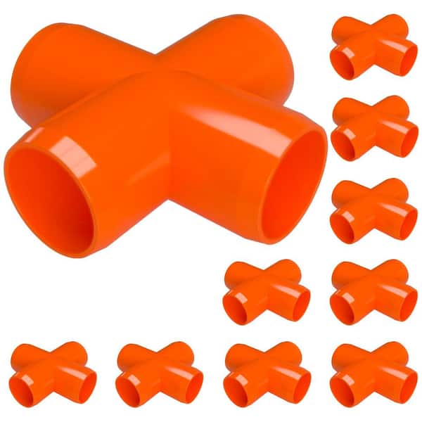 Formufit 1/2 in. Furniture Grade PVC Cross in Orange (10-Pack)