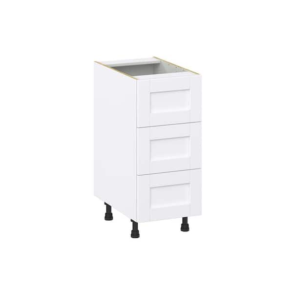 Milton 15 in. W x 24 in. D x 34.5 in. H Assembled Shaker Drawer Base Kitchen Cabinet in Bright White with 3 Drawers