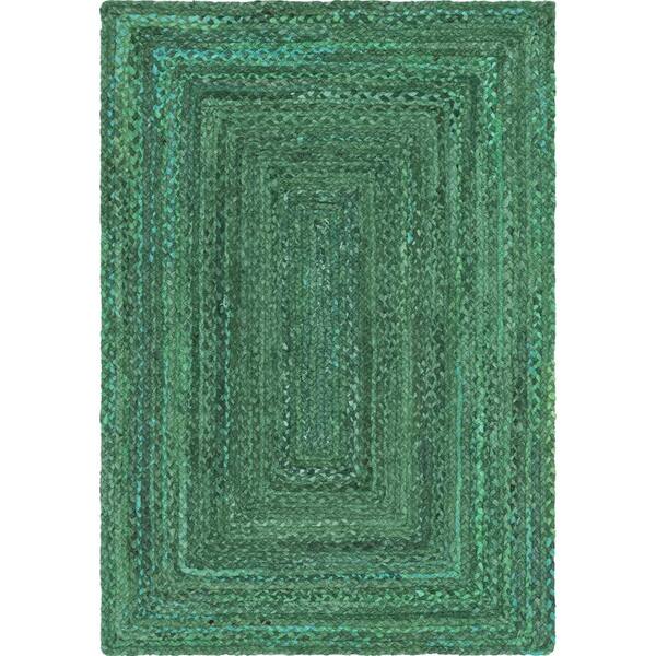 Unique Loom Braided Chindi Green 4 ft. x 6 ft. Area Rug