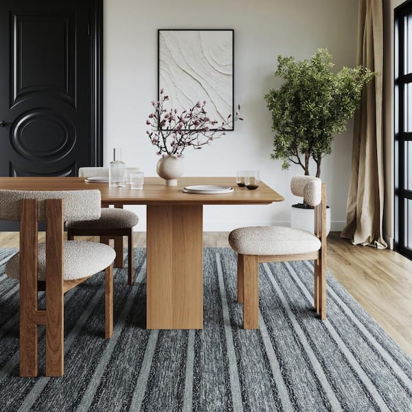 Mare Modern Striped Wool Blue 6 ft. x 9 ft. Indoor Area Rug