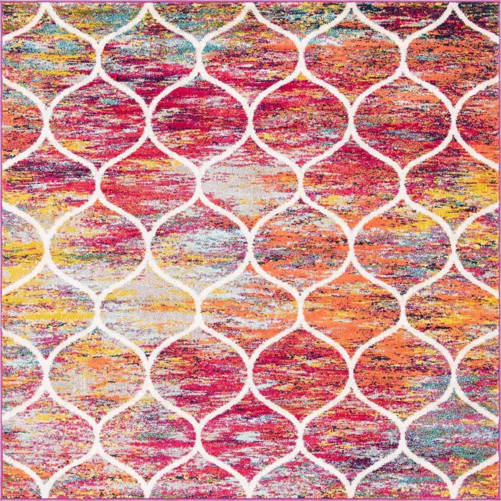 Trellis Frieze Rounded Multi 7 ft. x 7 ft. Area Rug price history on PriceWatchPro