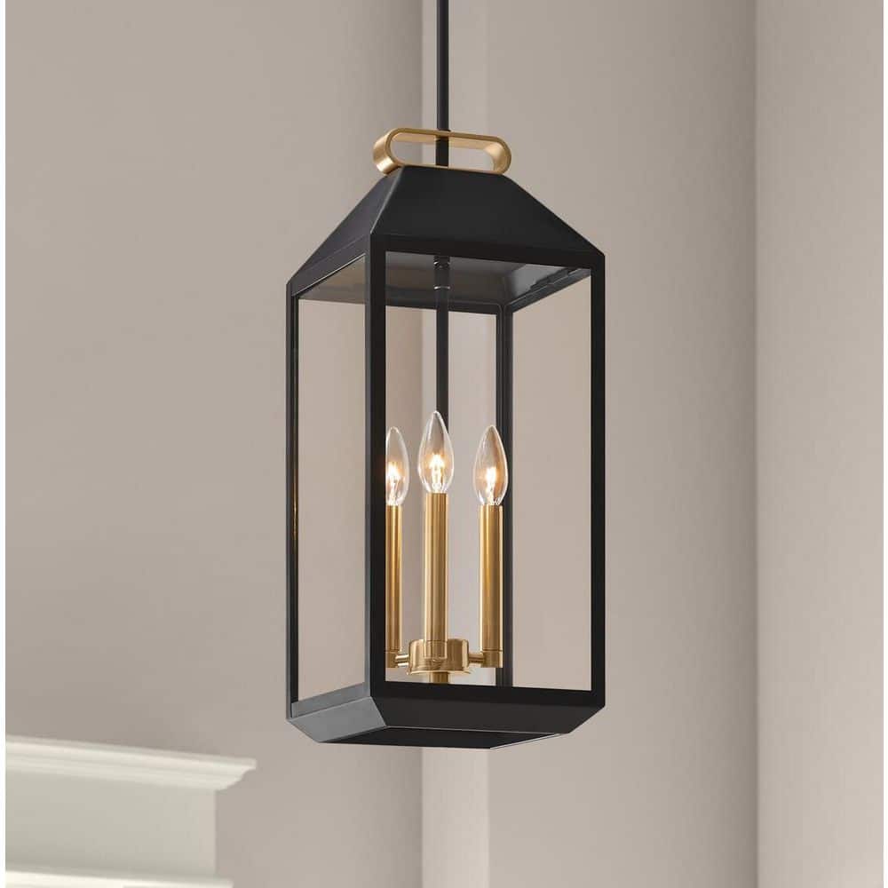 Hampton Bay Henwick 9 in. W 3-Light Lantern Pendant Light Matte