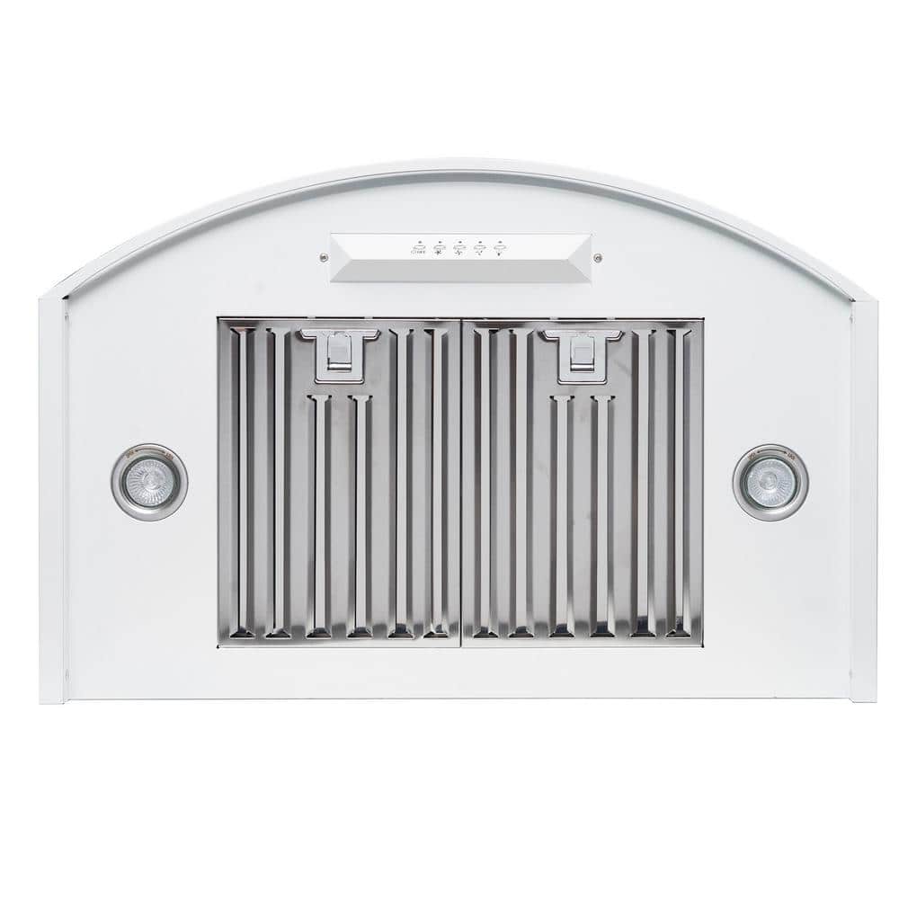 30-Inch White Painted Stainless Steel Convertible Wall Mount Range Hood