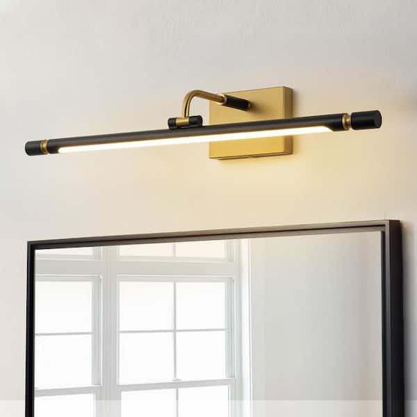 Eddy 1-Light 26 in. Black with Gold Dimmable LED Picture Light with Extendable Arm for Customizable Illumination