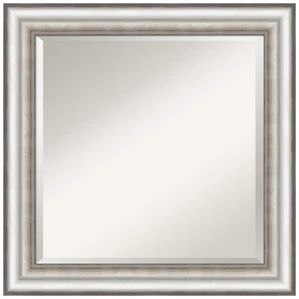 Amanti Art Medium Square Salon Silver Beveled Glass Modern Mirror (25 in. H x 25 in. W)