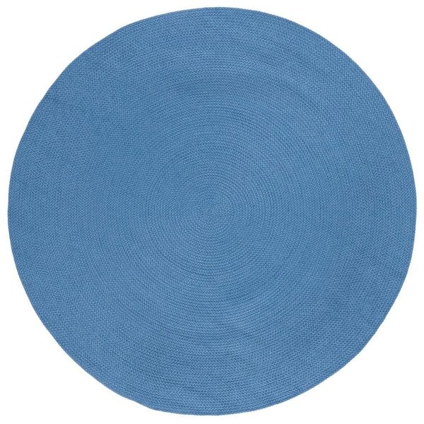 SAFAVIEH Braided Blue 7 ft. x 7 ft. Abstract Round Area Rug