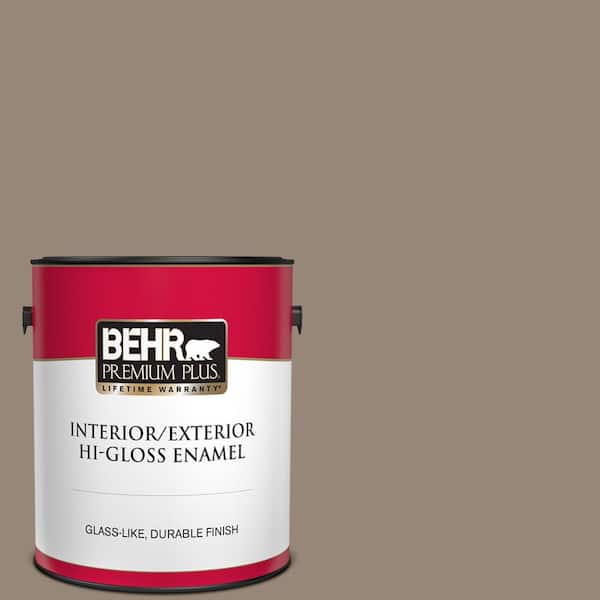 BEHR PREMIUM PLUS 1 gal. #PPU5-06A Light Truffle Hi-Gloss Enamel Interior/Exterior Paint