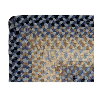 Woodbridge Braid Collection Blue 24" x 96" Runner 100% Wool Reversible Indoor Area Rug