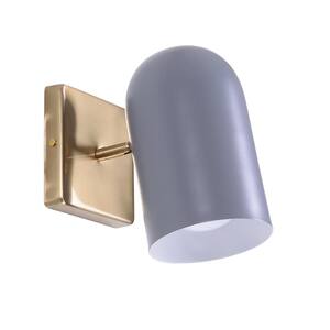 Hattie 1-Light Gray and Antique Brass LED Wall Sconce
