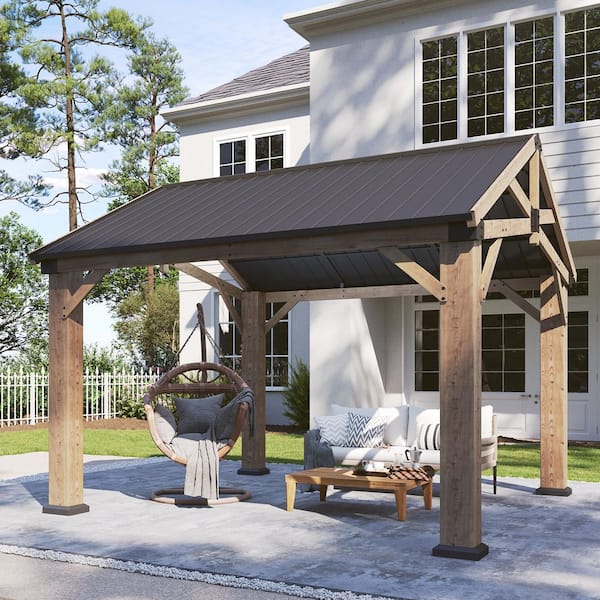 Sizzim 10 ft. x 12 ft. Outdoor Wood Gazebo, Hardtop Gazebo