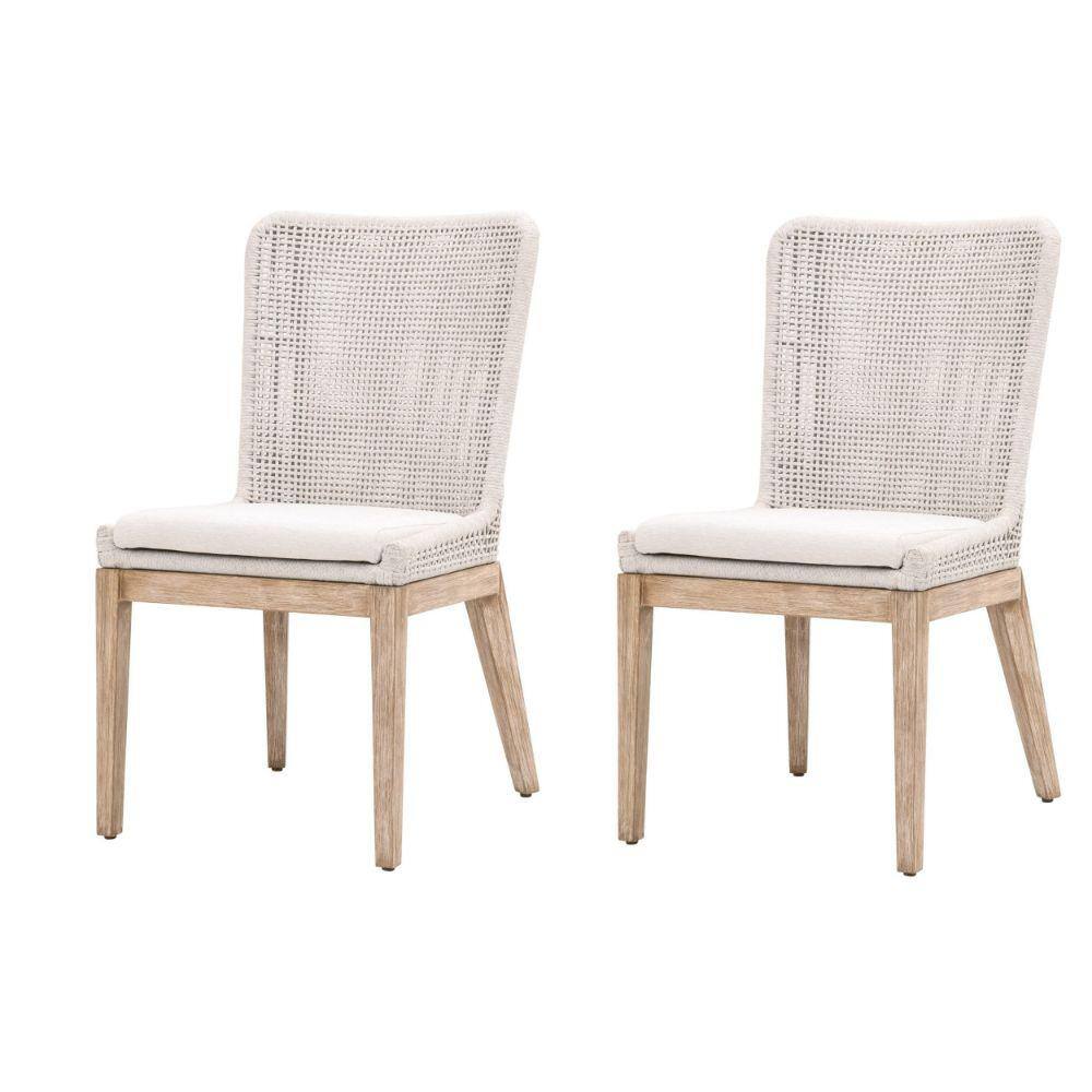 Benjara Gray Fabric Interwoven Rope Back Dining Chair With Aluminum ...