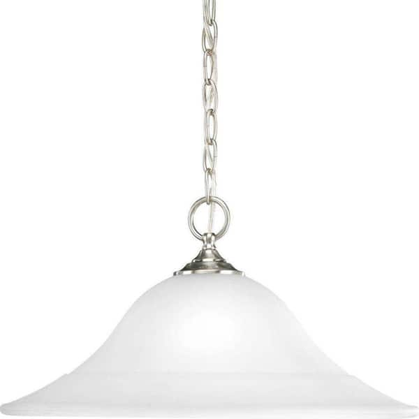 Progress Lighting Trinity 1-Light Brushed Nickel Pendant with Etched Glass