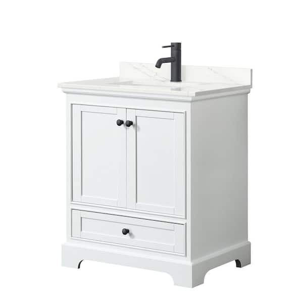Wyndham Collection Deborah 30 in. W x 22 in. D x 35 in. H Single Bath Vanity in White with Giotto Quartz Top