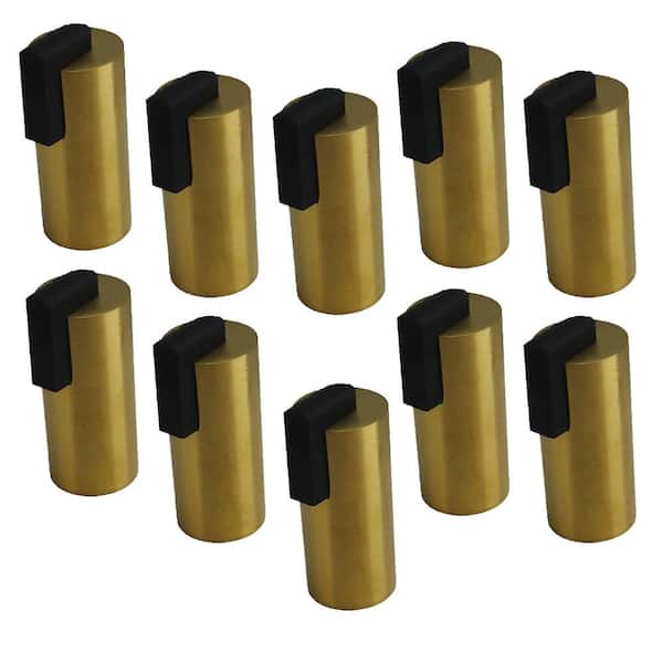 INOX DSIX 2-5/32 in. Tall, 1 in. Dia Satin Brass PVD Stainless Steel Round Floor Mount Door Stop (10-Pack)