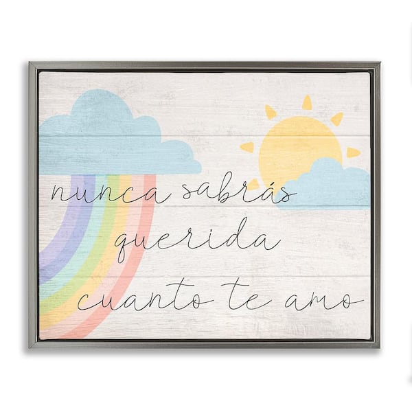 How Much I Love You Feminine by Lil' Rue Gray Floater Frame Typography Graphic Art Print 25 in. x 31 in.