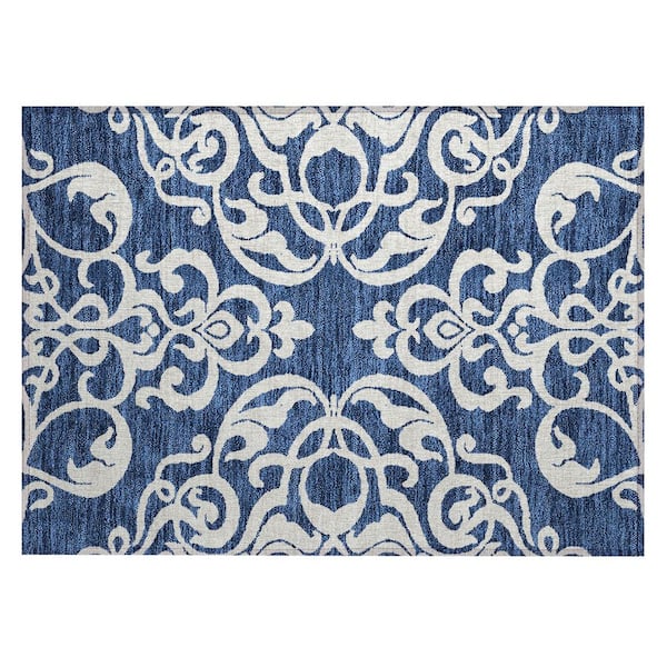 Chantille Machine Washable Indoor/Outdoor Abstract ACN973 Navy 1 ft. 8 in. x 2 ft. 6 in. Area Rug