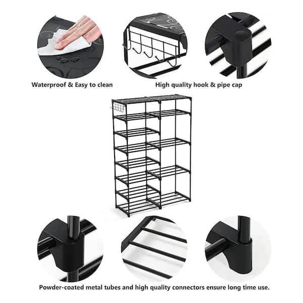 48.8 in. H 32-Pair Gray Plastic Shoe Rack