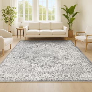 Modern Persian Light Gray 8 ft. x 10 ft. Distressed Area Rug