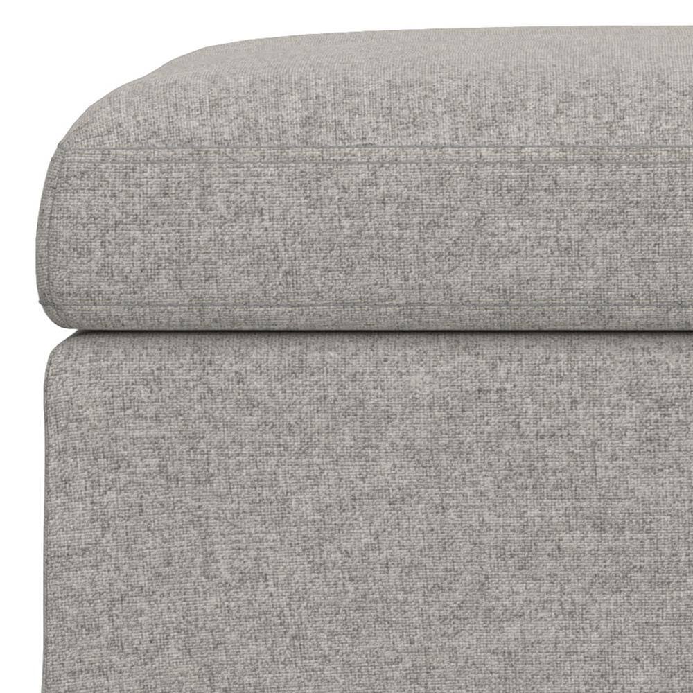 Cloud Gray Upholstered Storage Ottoman with Solid Wood Legs