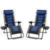Patio Premier Black Frame Blue and Black Patio Premier Padded Gravity Foldable Chairs with Foot Cover and Big Cupholder (2-Pack) 243079PBB